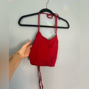 American Apparel tie up halter crop top